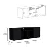 Dallas Tv Stand for TV麓s, Two Cabinets With Single Door, Four Shelves - Black