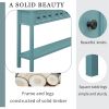Rustic Entryway Console Table,60" Long Sofa Table with two Different Size Drawers and Bottom Shelf for Storage - Turquoise Green - Solid Wood
