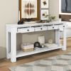 Console Table/Sofa Table with Storage Drawers and Bottom Shelf for Entryway Hallway - Antique White - Solid Wood