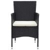 5 Piece Patio Dining Set with Cushions Poly Rattan Black - Black