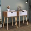 Set of 2 Nightstand, Modern End Table with Drawer, Wooden Side Table for Living Room and Bedroom, Home Furniture, Natural - as Pic