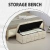 COOLMORE Storage Ottoman,Bedroom End Bench,Upholstered Fabric Storage Ottoman with Safety Hinge, Entryway Padded Footstool, Ottoman Bench-Beige