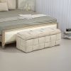 COOLMORE Storage Ottoman,Bedroom End Bench,Upholstered Fabric Storage Ottoman with Safety Hinge, Entryway Padded Footstool, Ottoman Bench-Beige