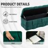 COOLMORE Storage Ottoman,Bedroom End Bench,Upholstered Fabric Storage Ottoman with Safety Hinge, Green