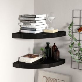 Floating Corner Shelves 2 pcs Black 13.8"x13.8"x1.5" MDF - Black