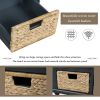 Rustic Storage Bench with 3 Drawers and 3 Rattan Baskets,Shoe Bench for Living Room,Entryway - Antique Navy - Solid Wood