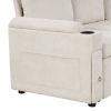 83.5" L-shaped Sofa Couch Convertible Sofa Bed Sectional Sofa with Ample Storage Space, Two Cup Holders and Two USB Ports for Living Room, Beige