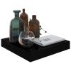 Floating Wall Shelves 2 pcs High Gloss Black 9.1"x9.3"x1.5" MDF - Black