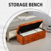 COOLMORE Storage Ottoman,Bedroom End Bench,Upholstered Fabric Storage Ottoman, Orange