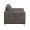 Brownish Gray Polished Microfiber Upholstery Elegant Modern Style Chair 1pc Solid Wood Living Room Furniture Metal Legs - as Pic