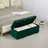 COOLMORE Storage Ottoman,Bedroom End Bench,Upholstered Fabric Storage Ottoman with Safety Hinge, Green