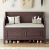 Rustic Style Solid wood Entryway Multifunctional Storage Bench with Safety Hinge - Espresso - MDF