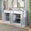 Kitchen Sideboard Storage Buffet Cabinet with 2 Drawers & 4 Doors Adjustable Shelves for Dining Room,Living Room - White - Particle Board