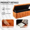 COOLMORE Storage Ottoman,Bedroom End Bench,Upholstered Fabric Storage Ottoman, Orange