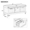 Classic Storage Bench with Cushioned Seat and Three Drawers for Entryway and Living Room - White - MDF