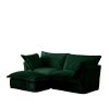 Slipcovered Sectional 2 Seater Sofa Couch with Convertible Ottoman, Wide and Deep Seat L Shaped Sofa,Green Corduroy Fabric - as Pic