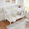 Twin over Twin Bunk Bed with Ladder,Wooden Bunk Bed with High Guardrail and Ladder - White - Wood