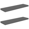 Floating Wall Shelves 2 pcs High Gloss Gray 35.4"x9.3"x1.5" MDF - Grey