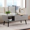 39" Wood Lift Top Coffee Table with Hidden Compartment and Storage Shelf for Living Room, Reception Room, Grey - Grey - MDF+Metal