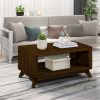 Rectangular Wood Coffee Table for Living Room, 41.5-Inch Coffee Table with Solid Wood Legs, Walnut - as Pic