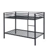 Metal Bunk Bed Twin Over Twin, Low Profile Bunk Bed Frame withBuilt-in Ladder, High Guardrail and Metal Slats- Black