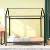 House Bed Frame Twin Size , Kids Bed Frame Metal Platform Bed Floor Bed for Kids Boys Girls No Box Spring Needed Black - as pic