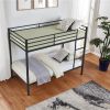 Metal Bunk Bed Twin Over Twin, Low Profile Bunk Bed Frame withBuilt-in Ladder, High Guardrail and Metal Slats- Black