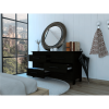 Paris Six Drawer Double Dresser, Four Legs, Superior Top - Black