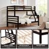 Twin over Full Bunk Bed with Thick Posts,Wooden Bunk Bed with High Guardrail and Ladder, Espresso - Espresso - Wood