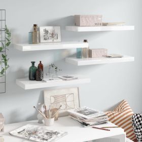 Floating Wall Shelves 4 pcs High Gloss White 23.6"x9.3"x1.5" MDF - White