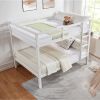 Full over Full Bunk Bed with Thick Posts,Wooden Bunk Bed with High Guardrail and Ladder, White - Wood