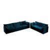 Sofa Set of 2 Chenille Couch, 2+3 Seater Sofa Set Deep Seat Sofa, Modern Sofa Set for Living Room, Blue Chenille - as Pic