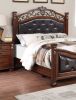 Formal Traditional Dark Cherry 1pc Queen Size Bed Tufted Faux Leather Headboard Footboard Bedframe - as Pic