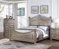 Formal Traditional Antique Silver 1pc Queen Size Bed Unique Design Headboard Footboard Bedframe - as Pic