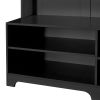 Hall Tree with Shoe Bench, Coat Rack ,Shoe Storage ,Storage Shelves and Pegboard, for Hallways, Halls and Bedrooms - Black