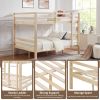 Full over Full Bunk Bed with Thick Posts,Wooden Bunk Bed with High Guardrail and Ladder- Natural - Wood