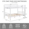 Full over Full Bunk Bed with Thick Posts,Wooden Bunk Bed with High Guardrail and Ladder, White - Wood