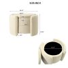 Round Ottoman teddy fleece cushioned footpads living room and bedroom footstool with storage space (Beige) - as Pic