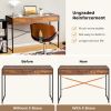2-Drawer Home Office Desk with Steel Frame - Brown