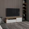 Virgil Tv Stand 60" TV Capacity,2 Doors, 4 Shelves - Natural Oak / White