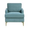 Modern Comfort Accent Chair 1pc Peacock Color Chenille Upholstery Gold Finish Metal Legs Living Room Furniture Durable Plywood - as Pic