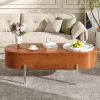 U-Can 47.2''Lift Top Coffee Table with 360-degree Marble-patterned rotating tray,Hidden Compartment