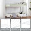 Metal Bunk Bed Twin Over Twin, Low Profile Bunk Bed Frame withBuilt-in Ladder, High Guardrail and Metal Slats- White - Iron