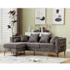 L Shaped Sectional Sofa , Convertible Storage Ottoman,Chenille ,Square Arm, Modern Tufted Couch ,3 Seater, And Nailhead, Dark gray - as Pic