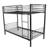 ron Bed Bunk Bed with Ladder for Kids Twin Size Black - black