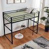 Metal Loft Bed Full Size, Loft Bed Frame with Safety Guard Rails & Flat Ladder, Twin Loft Bed for Kids Teens Adults, Black - Black - Iron