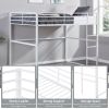 Metal Loft Bed Twin Size, Loft Bed Frame with Safety Guard Rails & Flat Ladder, Twin Loft Bed for Kids Teens Adults, White - White - Iron