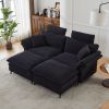 Comfortable Cloud Sofa with Ottomans, loveseat or 4-seater Sofa, 85.8''Modern Corduroy Upholstered Sectional Sofa(Black)