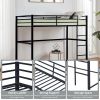 Metal Loft Bed Full Size, Loft Bed Frame with Safety Guard Rails & Flat Ladder, Twin Loft Bed for Kids Teens Adults, Black - Black - Iron
