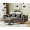 L Shaped Sectional Sofa , Convertible Storage Ottoman,Chenille ,Square Arm, Modern Tufted Couch ,3 Seater, And Nailhead, Dark gray - as Pic